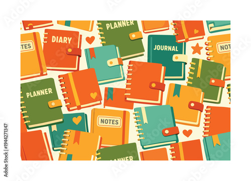 Wallpaper Mural retro journal layout seamless pattern, repeating pattern, surface design, textile print, large stylized Torontodigital.ca