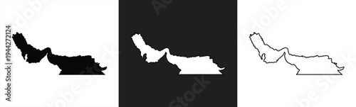 Strait of Hormuz Map Silhouette, Flat and Outline Design. Vector illustration