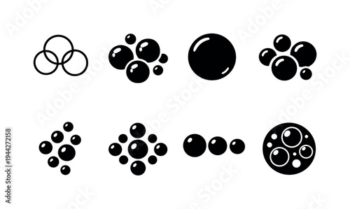 Floating bubbles contour drawing icons. Filled icon set of Floating bubbles contour drawing icons: bubble