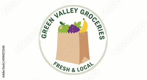 Brown paper grocery shopping bag logo.
