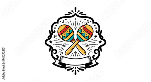 Colorful maracas musical instrument graphic.