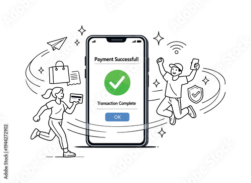 Seamless Payment Confirmation. Online payment concept. A sleek smartphone displaying a clean payment screen,
