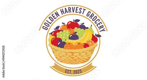 Golden Harvest Grocery Fruit Logo.