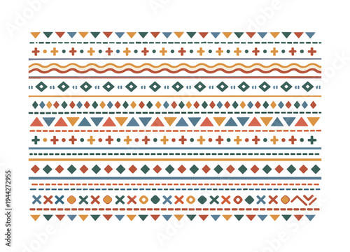 minimal tribal line bands seamless pattern, repeating pattern, surface design, textile print, horizontal