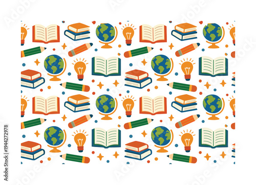 education icons pattern seamless pattern, repeating pattern, surface design, textile print, charming