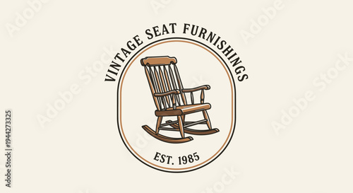 Vintage wooden rocking chair illustration.