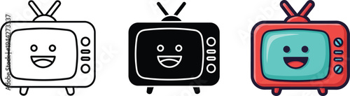 Colorful television set vector illustrations in various styles and colors