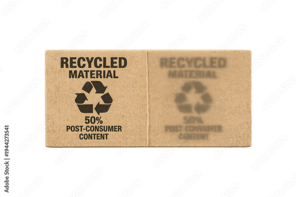 Fototapeta premium Recycled material label showing post-consumer content percentage