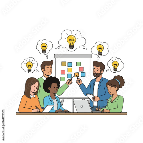 Team Brainstorming Session with Idea Generation.