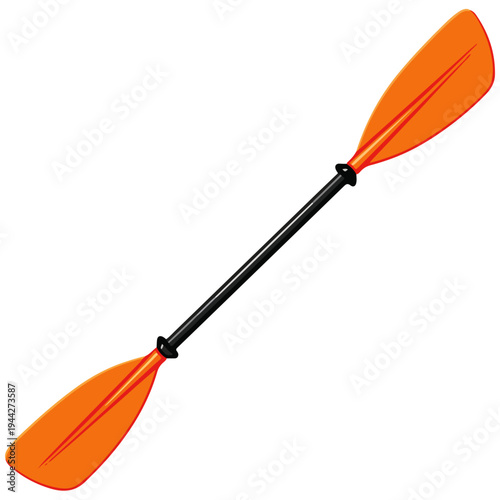 double-bladed kayak paddle flat vector illustration