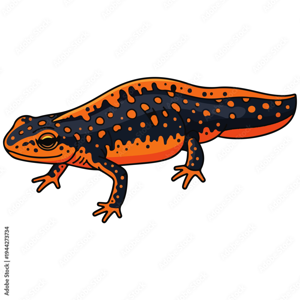 Fototapeta premium Fire Bellied Newt Flat Cartoon Vector Illustration