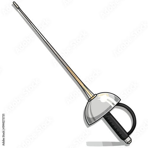 Fencing Epee Sword Cartoon Vector Illustration