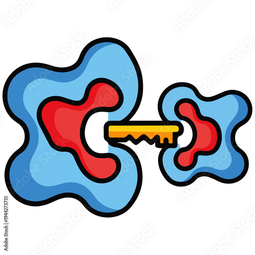 Flat Vector Organic Fluid Shape Key Lock Connection Icon