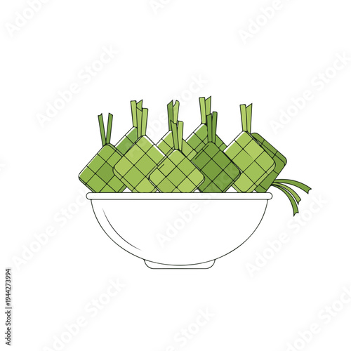 Traditional Green Rice Dumplings in Bowl.