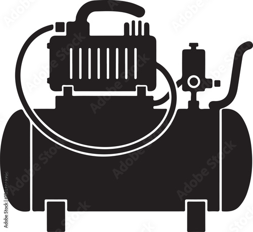 A black and white image of an air compressor