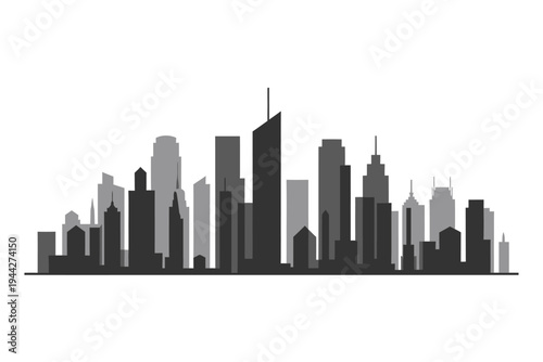 City skyline with tall buildings and skyscrapers in gray and black colors  urban landscape