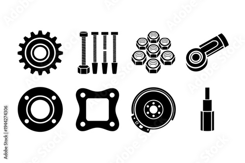 Collection of various mechanical parts and tools for industrial uses  gear nuts bolts
