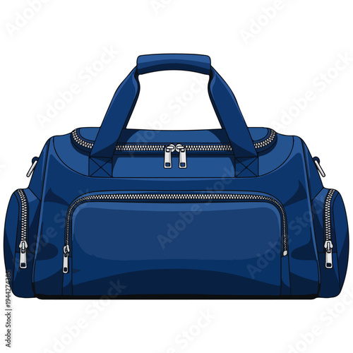 navy blue duffel bag vector illustration template