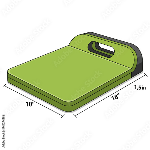 Portable Green Cutting Board With Handle Technical Vector Illustration