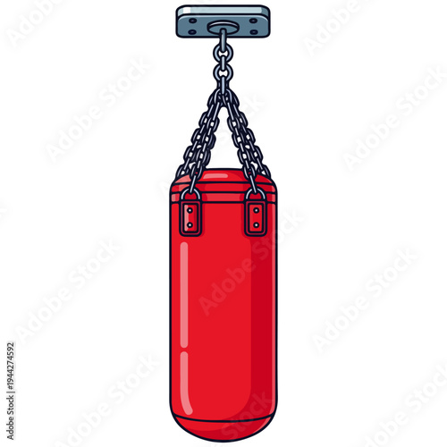 punching bag red hanging flat vector illustration template
