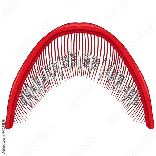 Red Curved Banana Hair Comb Cartoon Vector Illustration