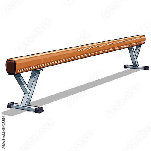 wooden gymnastics balance beam flat vector illustration