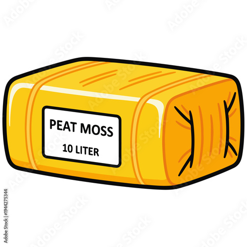 10 liter peat moss bale flat cartoon vector illustration