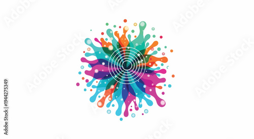 Vibrant Paint Splash Spiral Design Element.