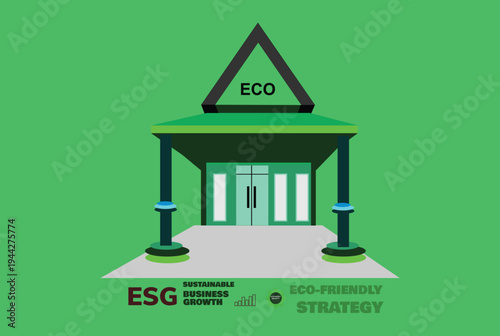 ESG Sustainable Business Growth Concept with Green Corporate Building and Financial Chart
