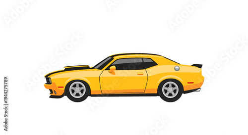 Yellow classic muscle car image, photography, vintage style, automotive design, transportation