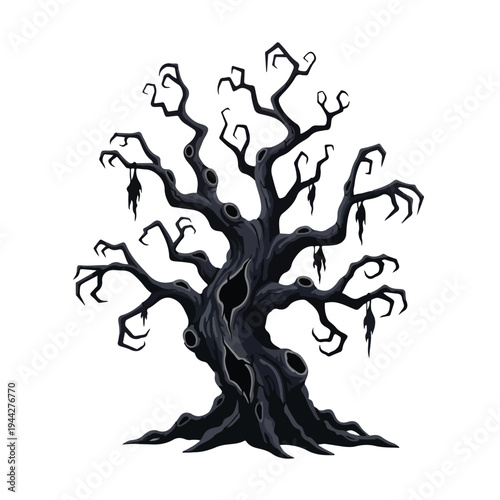 Black Twisted Tree with Curved Branches.