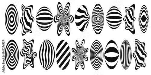 Black and white optical illusion shapes