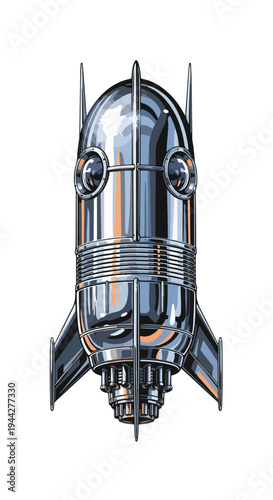 Futuristic Spacecraft Design with Metallic Surface.