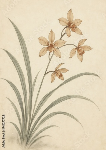 Elegant botanical orchid illustration