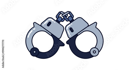 Handcuffs Vector Illustration, Flat Design, Justice and Crime Concept, Isolated Graphic