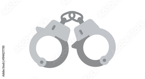 Handcuffs Vector Illustration, Law Enforcement Symbol, Flat Design, Crime Concept