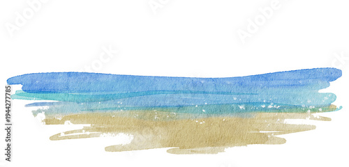 Obraz na płótnie Watercolor tropical beach landscape with palm trees-300dpi-