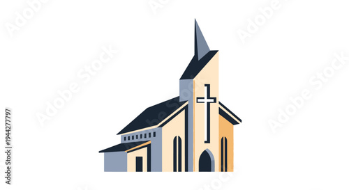 Cartoon church building illustration isolated on white background for design