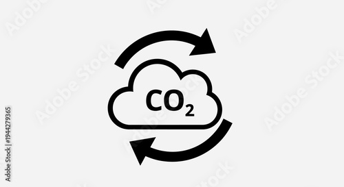 Carbon Dioxide Cycle Icon with Cloud and Circular Arrows