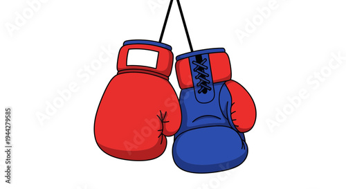 Boxing gloves illustration, vector style graphic, sport and competition concept, isolated image