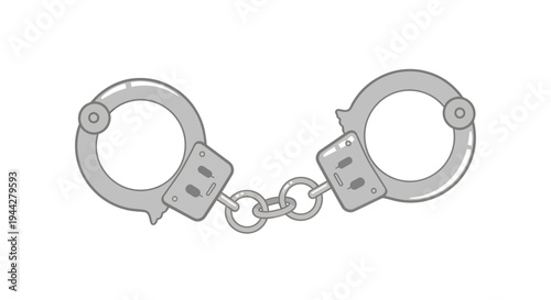 Handcuffs Vector Illustration, Flat Design, Law Enforcement, Justice, Crime, Security Concept