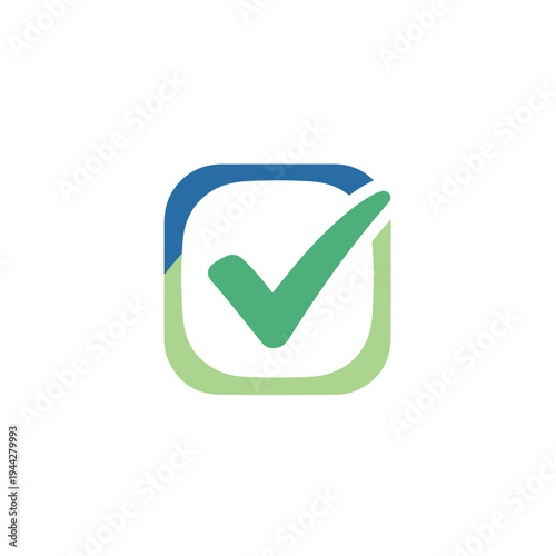 Green Checkmark Icon in Square Logo.