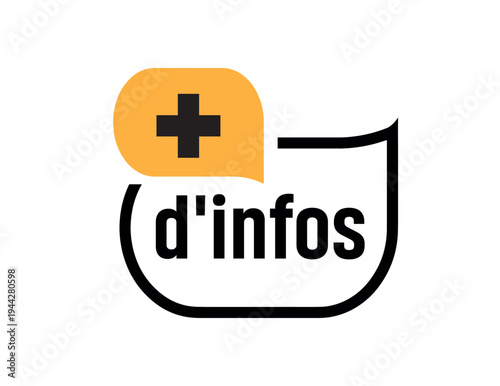 Plus d'infos text on white background. more info in french language