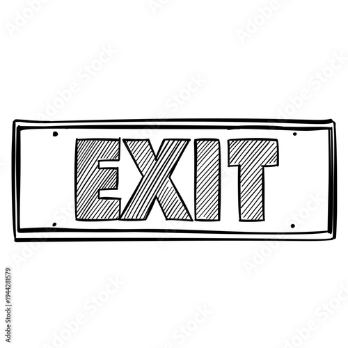 exit rectangular sign plate vector line art hand drawn illustration