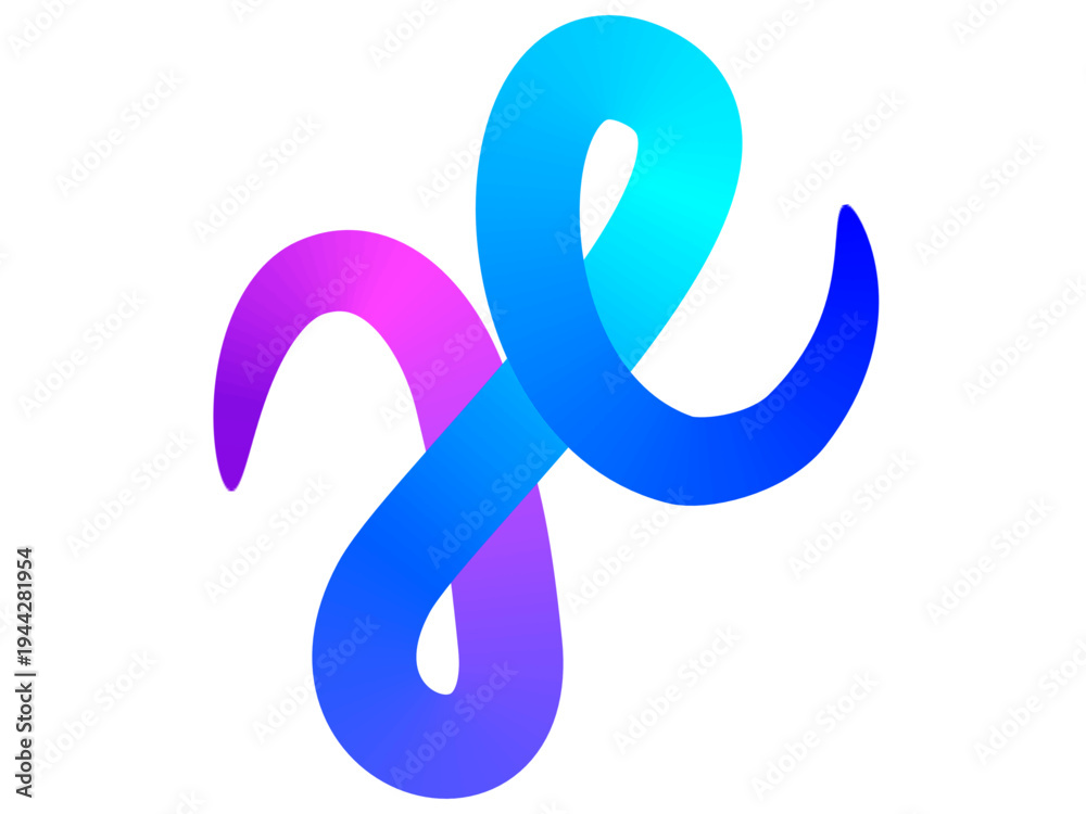 Obraz premium Squiggle Curve Wave Line. Vector Continuous Gradient Color Ribbon. Abstract Swirl Wavy Horizontal Line Isolated on Background. Abstract Color Lines Pattern. Vector Rainbow Gradient Ribbons. Wave Shape