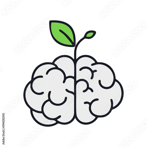 vector of a brain thinking about nature