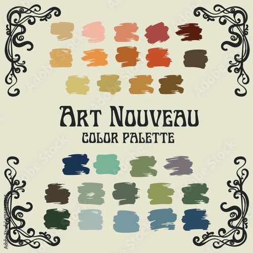 Art Nouveau Color Palette Vector Infographic Illustration