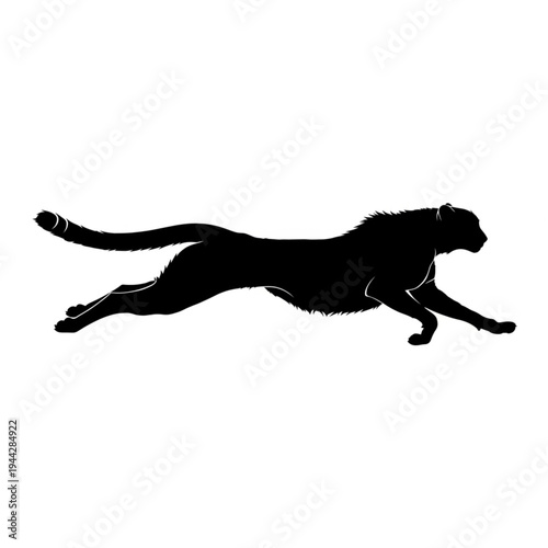 Black Panther Running Silhouette Animal Profile.