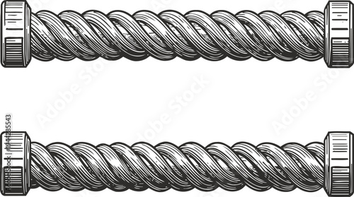 Vintage twisted rope columns set antique architectural design elements decorative old carved pillars