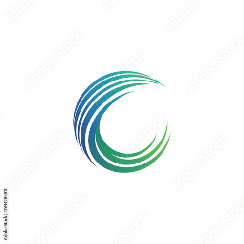 Blue Green Swirling Wave Logo Design.